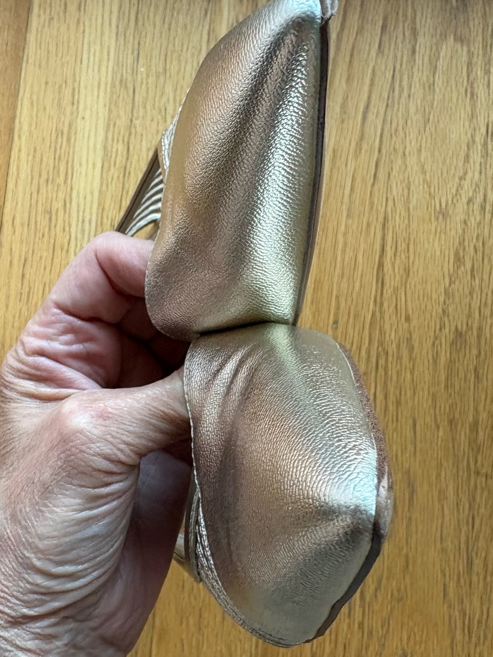 Franco Sarto Champagne Metallic Slingback Kitten Heels Size 10 $148 - Picture 8 of 8